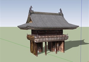 古典中式大门建筑详细SU(草图大师)模型