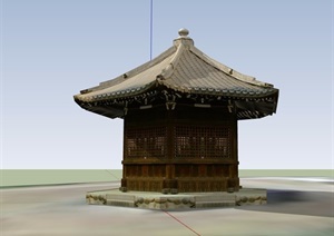 某古典中式风格详细完整的寺庙设计SU(草图大师)模型