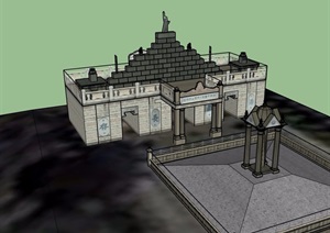欧式风格墓地建筑SU(草图大师)模型