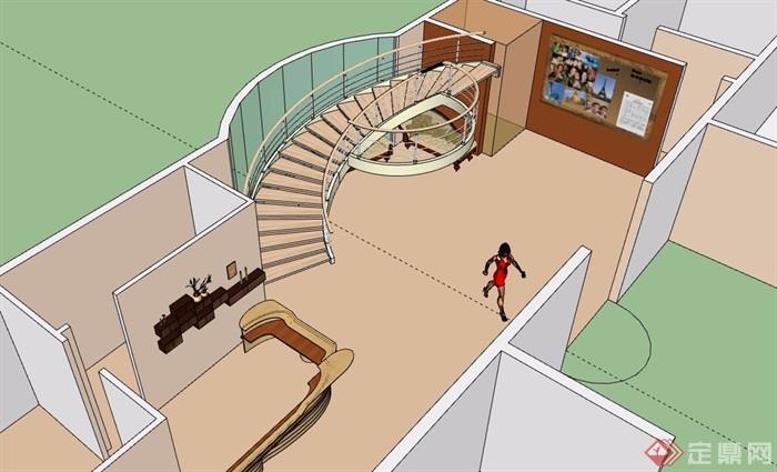 酒店室内楼梯设计su模型