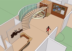 酒店室内楼梯设计SU(草图大师)模型
