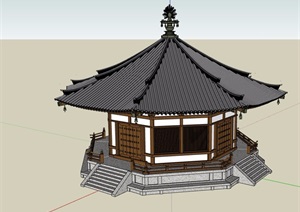某古典中式风格详细完整的寺庙SU(草图大师)模型
