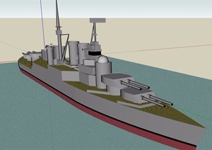 战斗轮船设计SU(草图大师)模型
