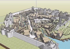 某欧式风格城镇综合建筑SU(草图大师)模型