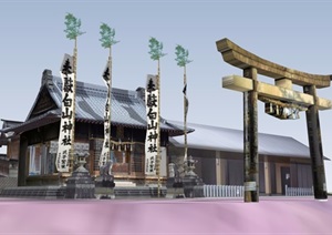 中式单层寺庙设计SU(草图大师)模型