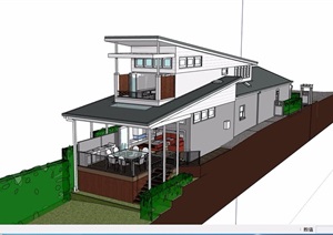 美式风格详细多层别墅住宅详细设计SU(草图大师)模型