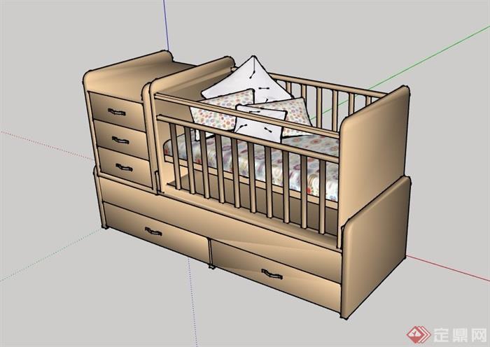 婴儿床素材设计su模型