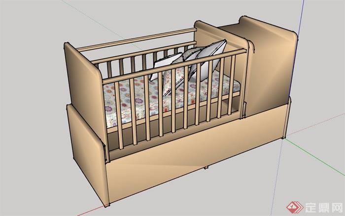 婴儿床素材设计su模型