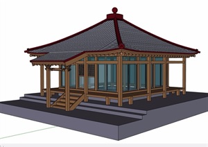 古典单层旅游区建筑SU(草图大师)模型