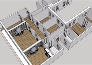 现代风格住宅室内户型SU(草图大师)模型