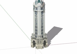 欧式风格景观钟塔设计SU(草图大师)模型