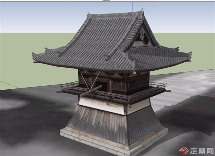 寺庙独特造型建筑设计su模型