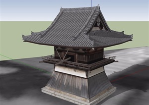 寺庙独特造型建筑设计SU(草图大师)模型