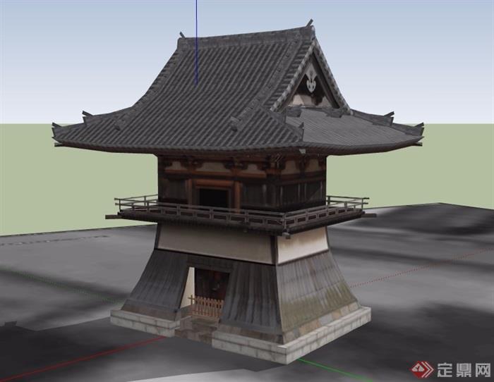 寺庙独特造型建筑设计su模型
