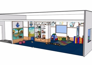 现代风格儿童教室设计SU(草图大师)模型