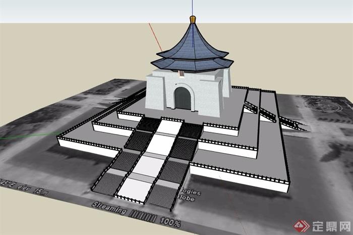 古典中式风格纪念馆建筑su模型