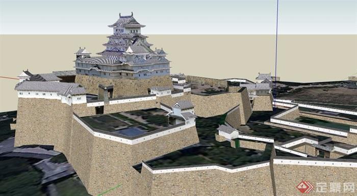 日式风格庙宇整体建筑设计su模型