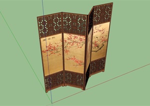古典中式详细的屏风隔断设计SU(草图大师)模型