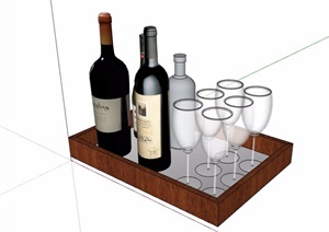红酒杯酒瓶设计SU(草图大师)模型