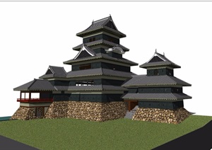古典中式风格寺庙详细建筑设计SU(草图大师)模型