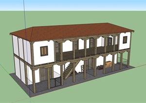 两层欧式风格民居住宅楼SU(草图大师)模型