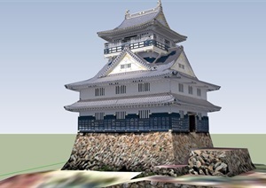 经典多层详细寺庙设计SU(草图大师)模型