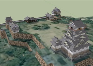 某多栋寺庙建筑设计SU(草图大师)模型