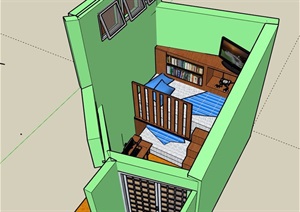 现代风格住宅室内卧室SU(草图大师)模型