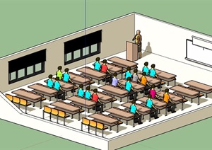 现代风格教室空间SU(草图大师)模型
