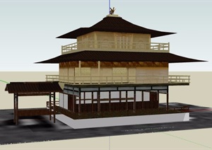 中式茶楼茶馆建筑设计SU(草图大师)模型