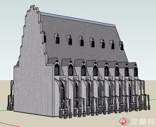 欧式风格教堂大会堂建筑设计su模型