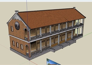某古典中式风格两层住宅SU(草图大师)模型