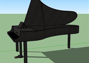 黑色钢琴SU(草图大师)模型