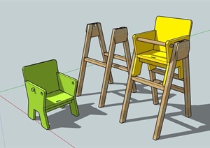 儿童桌凳设计SU(草图大师)模型