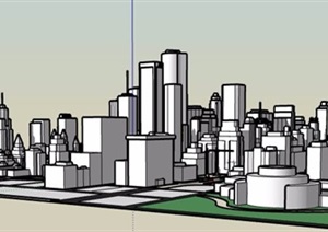城市建筑整体规划SU(草图大师)模型