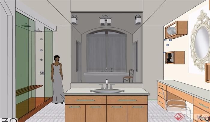 某现代风格住宅卫生间室内设计su模型
