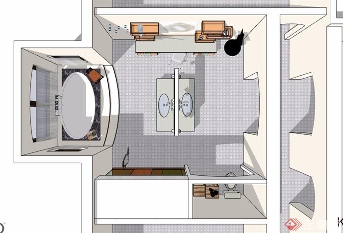 某现代风格住宅卫生间室内设计su模型