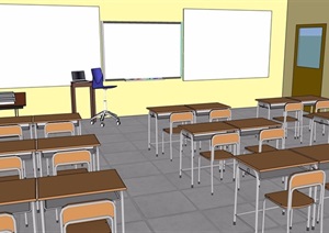 现代风格教室室内SU(草图大师)模型