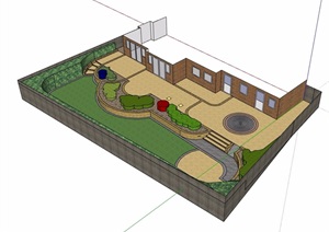 某简单的庭院素材设计SU(草图大师)模型