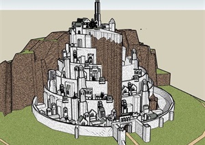 欧式风格详细精致城堡设计SU(草图大师)模型
