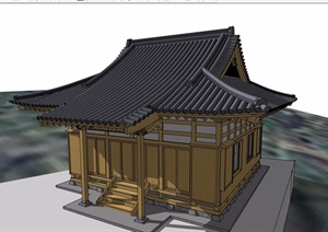 某中式风格详细完整的寺庙设计SU(草图大师)模型