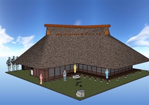 日式风格详细民居住宅SU(草图大师)模型