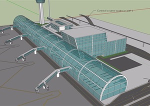 现代风格详细完整的机场建筑设计SU(草图大师)模型