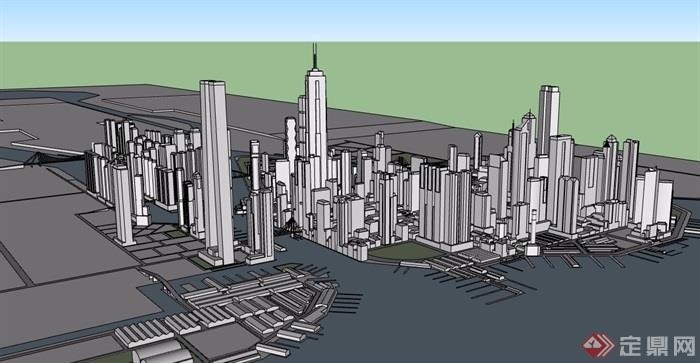 某滨海城市详细建筑设计su模型