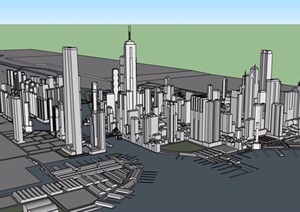 某滨海城市详细建筑设计SU(草图大师)模型