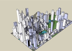 现代风格详细综合城市建筑楼SU(草图大师)模型