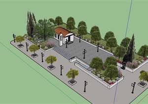 欧式风格休闲小广场景观设计SU(草图大师)模型