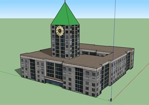 欧式风格独特详细的办公建筑SU(草图大师)模型
