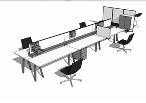 办公室桌椅设计SU(草图大师)模型