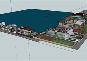 现代风格海岸码头建筑设计SU(草图大师)模型